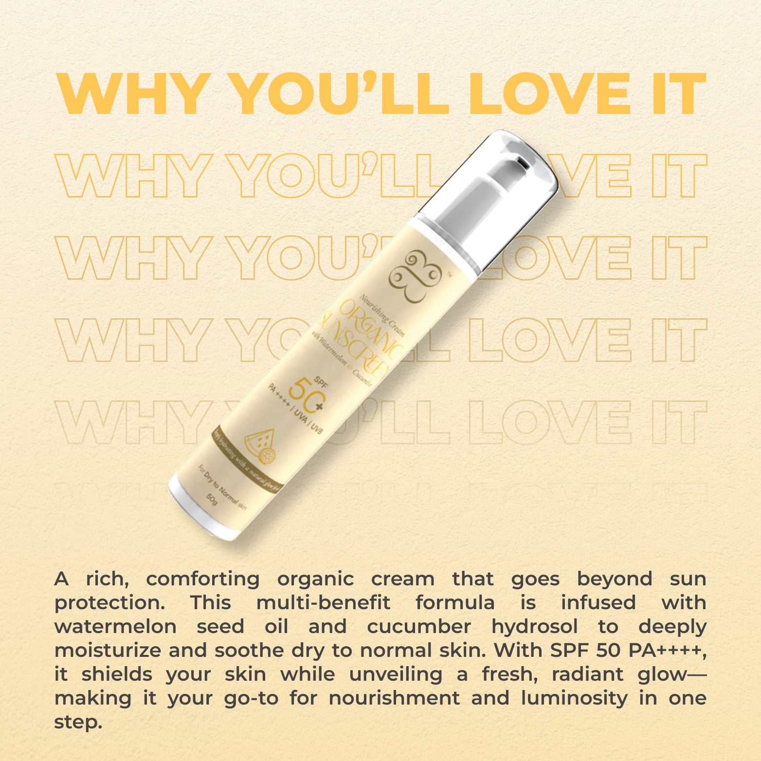 Nourishing Cream Organic Sunscreen with Watermelon and Cucumber