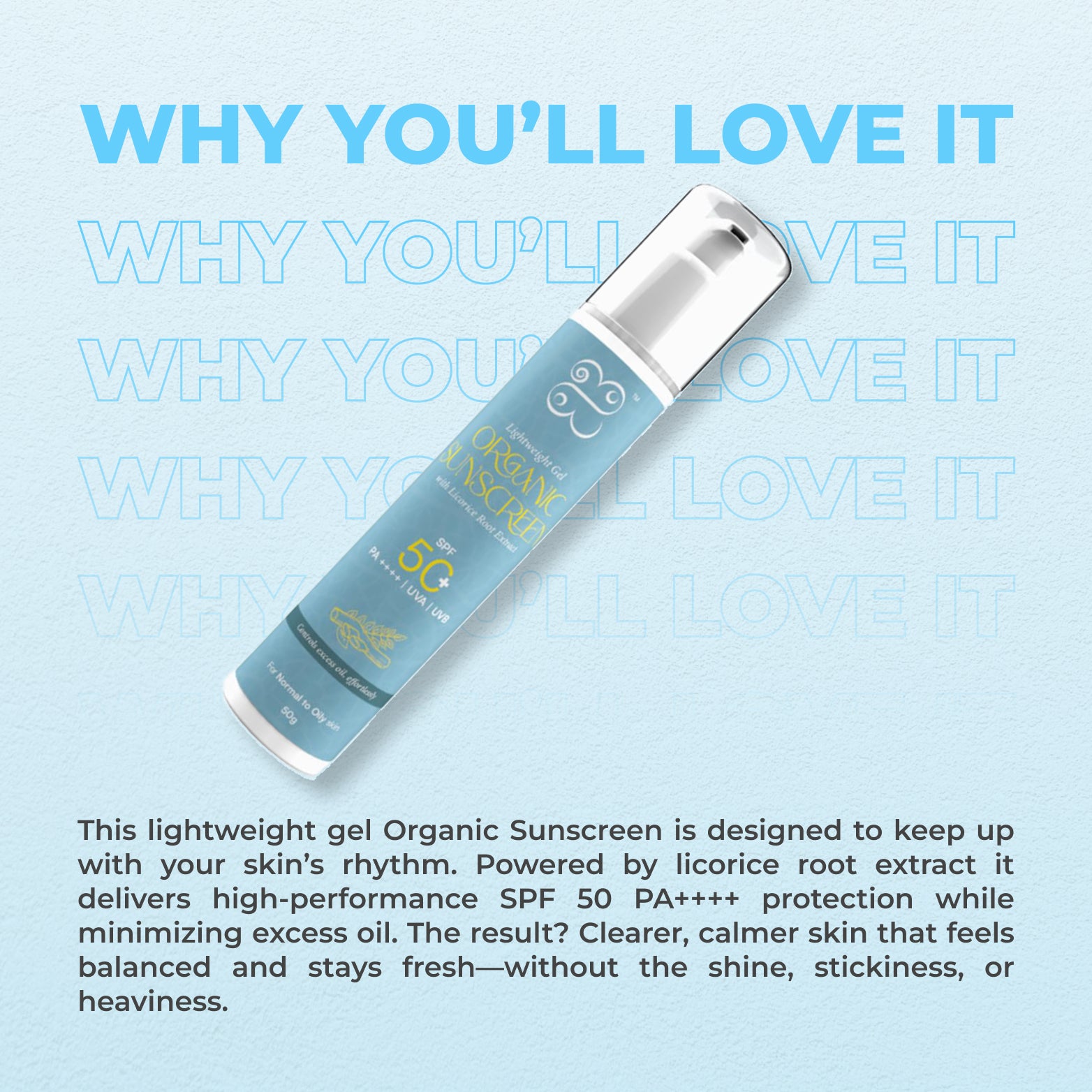 Lightweight Gel Organic Sunscreen with Licorice Root Extract