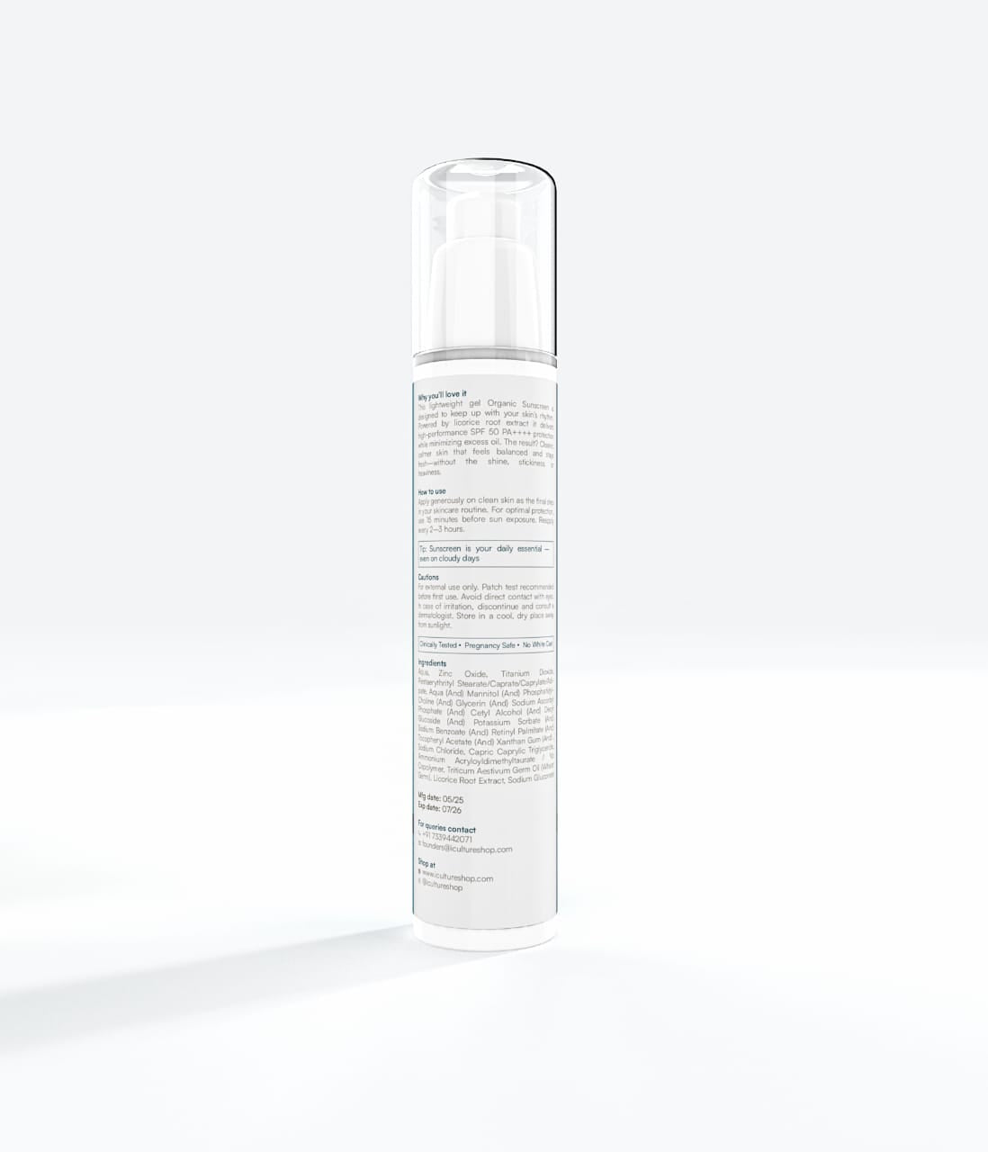 Lightweight Gel Organic Sunscreen with Licorice Root Extract