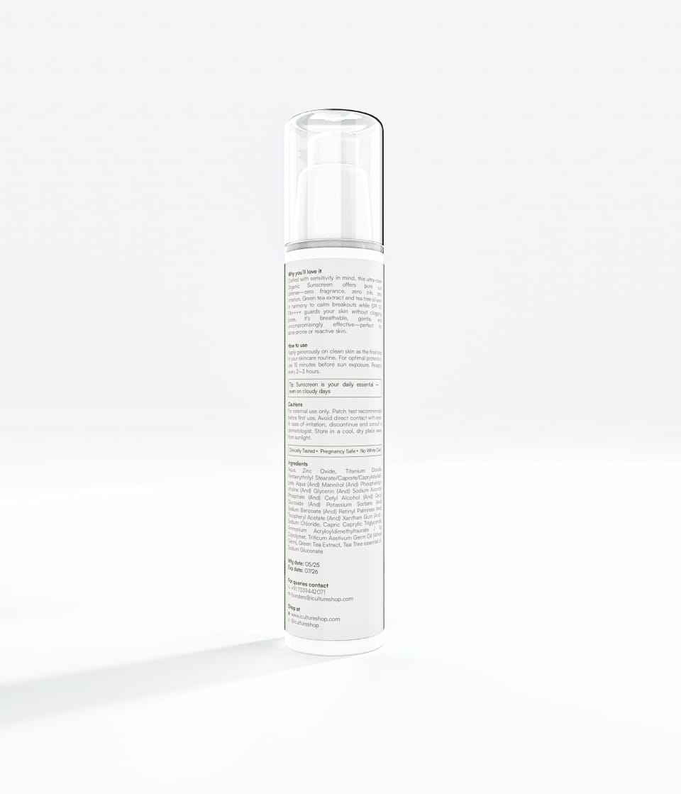 Gentle Acne Control Organic Sunscreen with Green Tea and Tea Tree
